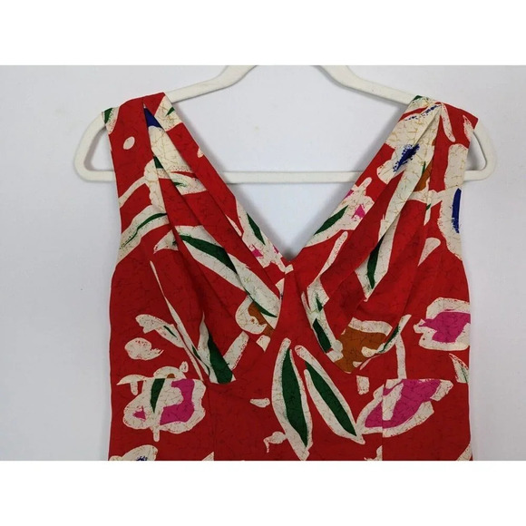Vintage 60s Paradise Hawaii sz 14 Tropical Floral Sleeveless Knee Length Dress - Picture 3 of 10
